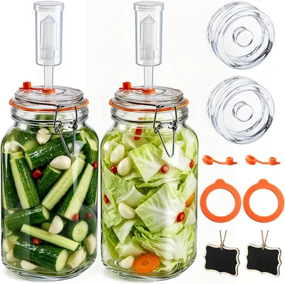 AURELKALYN Fermentation Jars Kit - 2 x 48oz Glass Jars with Airlocks & Weights Best Deal