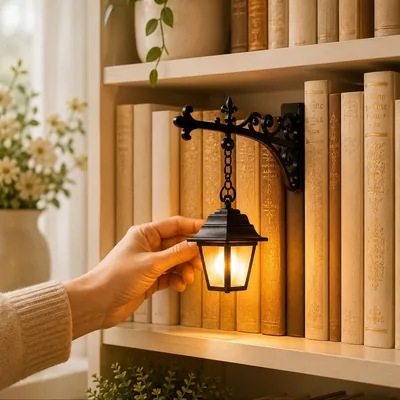Aukojoy Linterna de biblioteca decorativa para estantería, luz nocturna LED para rincón de lectura, lámpara de rincón de librería - Mejor Oferta