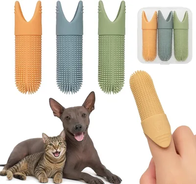 AHAOQI 3 Piezas Cepillo de Dientes de Silicona Suave 360° para Mascotas | Mejor Precio — Limpieza Completa y Duradera