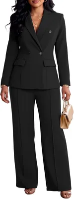 Ophestin Women's 2 Piece Suit Double Breasted Blazer Pants Set