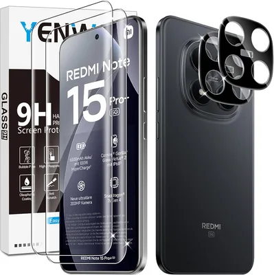 Szkło pancerne Yenwen dla Xiaomi Redmi Note 15 Pro Plus 5G, folia ochronna na wyświetlacz + ochrona aparatu