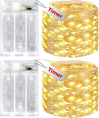 Bitjam 2er Set 100 LED Lichterkette mit Timer und Batteriebetrieb, IP65 wasserdicht