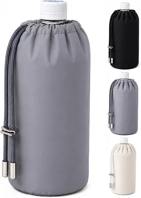 GOKEI ペットボトルケース 保冷 5層構造 結露防止 撥水 500ml・650ml対応 アルミ保冷シート 内面マイクロファイバー ペットボトルカバー ボトルホルダー 5層 巾着型 グレー