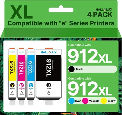 Cartouche d'encre HALLOLUX 912XL pour HP 912XL, compatible avec HP OfficeJet 8012, 8015e, 8017, 8018 et 8022