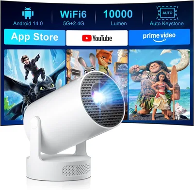 Salange Mini projektor 2026 | Bärbar WiFi 6 och Bluetooth 5.4 Projektor med 1080p 4K Smart Android 14 Best Price