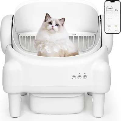 ovesong Automatic Cat Litter Box,Self Cleaning Litter Box for Multiple Cats with Open Top Design, Ap
