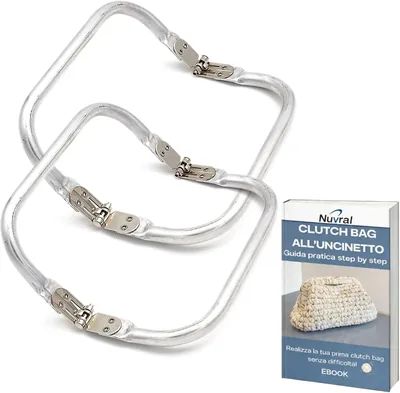 Chiusure per Borse a Crochet Nuvral, 16 cm, Leggere e Resistenti in Alluminio - Click Clack per Borse con Chiusura a Molla