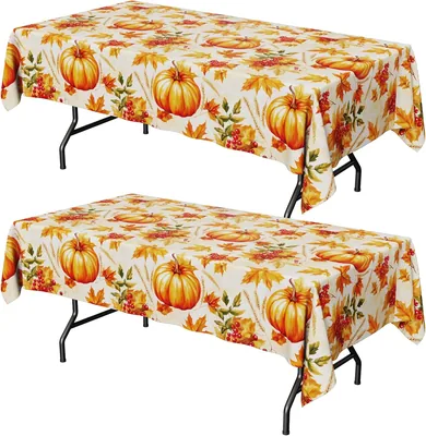 Niuara Fall Pumpkin Plastic Table Cloth - 2 Pack
