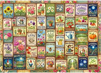 Vintage Garden Collage Puzzle - 1000 Pieces