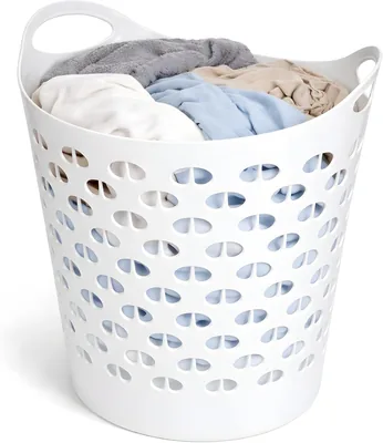 Plastic Laundry Bin Flexible Basket Hamper Clothes Organizer Large Ventilated Utility Storage