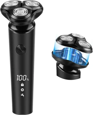 電気シェーバー 改良進化モデル 360°回転式 深剃り USB充電 急速充電 IPX7防水 お風呂剃り可 乾湿両用 LEDディスプレイ付き 軽量