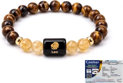 क्रिस्टलपूर्ण प्रमाणित सिंह राशि बांध (Leo Zodiac Bracelet) | असली टाइगर आई & सिट्रीन क्रिस्टलों के लिए आत्मविश्वास और नेतृत्व शक्ति