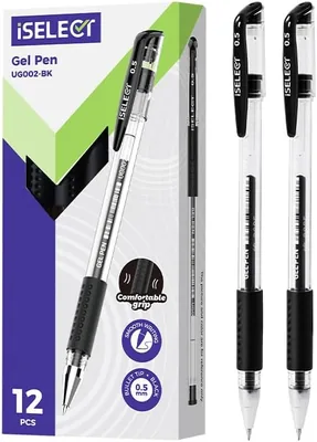 iSelect Black Gel Pen 0.5mm Bullet Tip Hexagonal Barrel