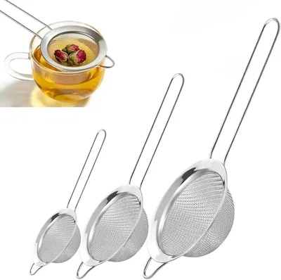 3 Pcs Fine Mesh Strainer Set - Premium Stainless Steel Sieve, Non-Slip Handle - Best Deal