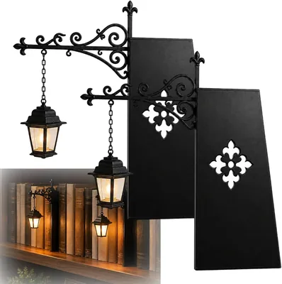 Lámpara decorativa para estantería Library Lantern, lámpara de calle vintage con luz LED cálida y decoración de libro
