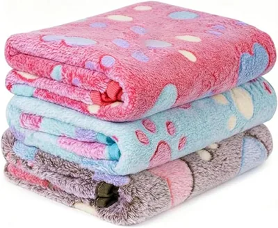 3 Pack Pet Blankets Soft Fleece Throws - Best Deal