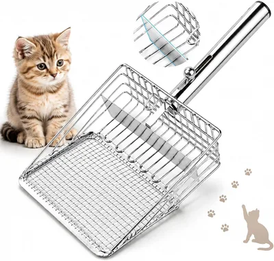 Pala para Arena de Gato KASIKAI de Acero Inoxidable con Doble Filtro
