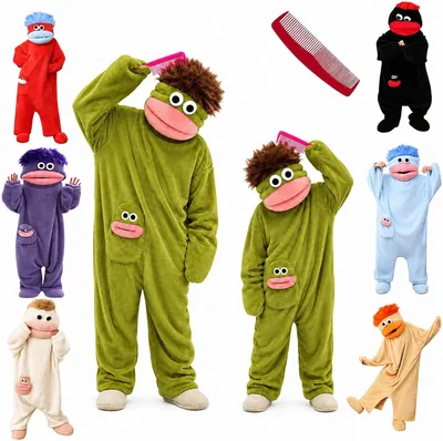 CRHDUCH Pijama de Monstruo Boca Grande para Niños y Adultos, Traje Entero de Felpa Suave con Capucha