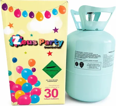 Zeus Party Helio per Palloncini - Kit Cilindro di Elio per Gonfiare 30 Palloncini, Non Inclusi