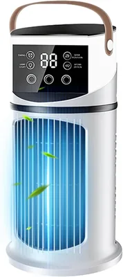 Mobile Air Conditioner, 4-in-1 Leiser Mini-Kühler mit 9 Geschwindigkeiten, 3 Nebelmodi, 7 Farben Nachtlicht, 8H Timer, Mobil Luft