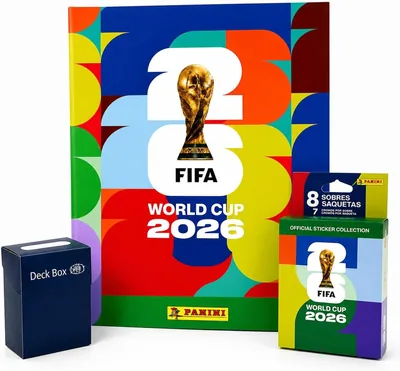 Álbum oficial Panini FIFA Mundial 2026, 8 sobres (56 cromos) y estuche regalo