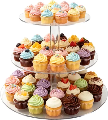 3 Tier Acrylic Cupcake Stand - Transparent Display