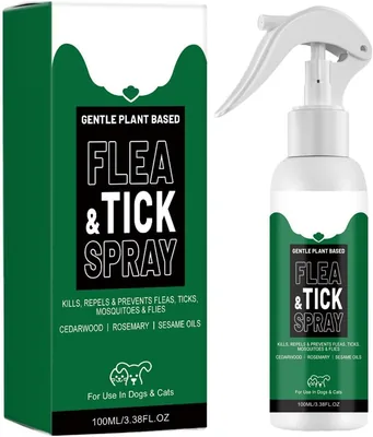 Spray Antipulgas Huvqianu del Hogar | 100 ml Natural de acción rápida | Antigarrapatas para Gatos y Cachorros
