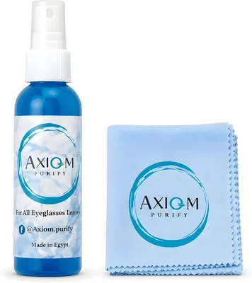 محلول تنظيف العدسات الرشية Axiom Purify لنظارات القراءة والشمس، لإزالة الطبقات الدهنية وبقايا البصمات، مقاوم للغبار، آمن