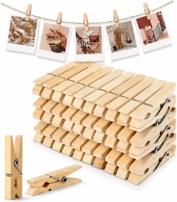 48 PCS Natural Wooden Clothespins - Multipurpose Mini Laundry Pegs