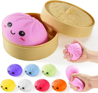 Dumpling Squishy Surpresa com Cestinha Sensorial Macio Elástico Colecionável de Cor Sortida - Melhor Preço