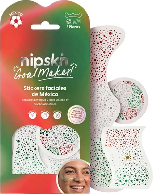 NIPSKIN Stickers Faciales de México Goal Maker, Tatuajes Temporales para Fans Fútbol, Impermeables, 3 Diseños, Activa con Agua - Mejor Oferta