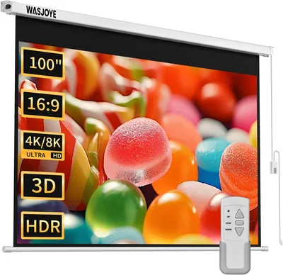 WASJOYE 100" Motorized Projector Screen Best Deal