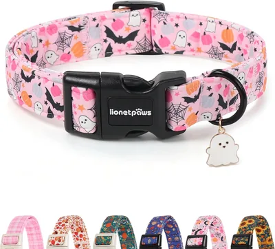 LIONET Paws Halloween Dog Collar Pink Ghost