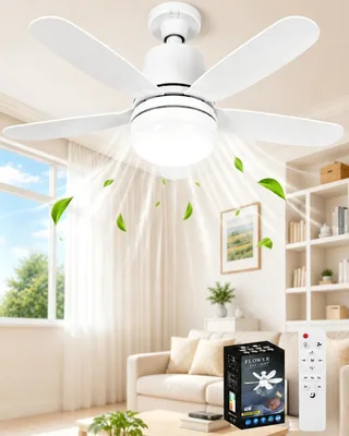 Ventilateur Hi-Y2Kgirls avec éclairage et télécommande, 40/30W Chandelier 52/42 cm 3 vitesses 5 pales Silencieux