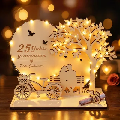 Giftota Geldgeschenk Hochzeit 25 Jahre Ehe Silberhochzeit Dekoration mit Licht