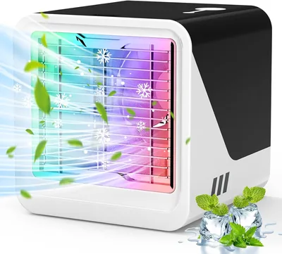 Aire Acondicionado Portátil, Ventilador Sin Tubo 500 ml, 3 Velocidades Silenciosas