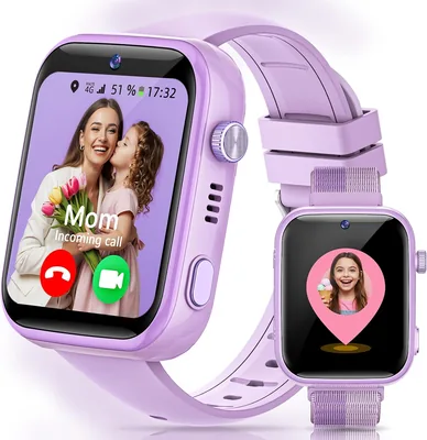 AIMIUVEI 4G Reloj Inteligente para Niños con Llamadas, Videollamadas, Chat de Voz, WiFi, GPS, SOS, SMS, Resistente al Agua IP68, Modo Escuela