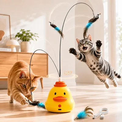 Interactive Cat Toy - Flying Bird Wand with Sound