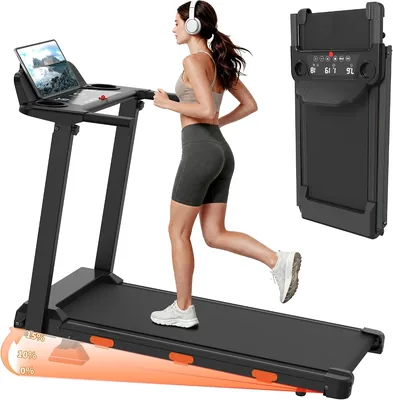 Treadmill JEEKEE Pliable, Inclinaison 15%, 3.0HP Silencieux, Sous Bureau, 350lb