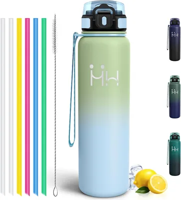 Motswedi 1 Litro Bottiglia d'Acqua Isolata con Paglietta, Termiche per Acqua in Acciaio Inox, Antilettura