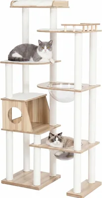 猫塔 木製 162cm クリアーボウル 二基台 大型猫用 多頭用 | 猫ハウス