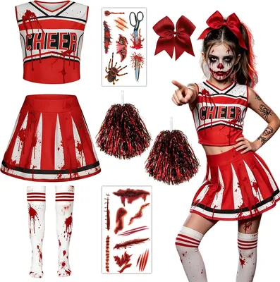 Zombie Cheerleader Costume Girls Halloween Outfit