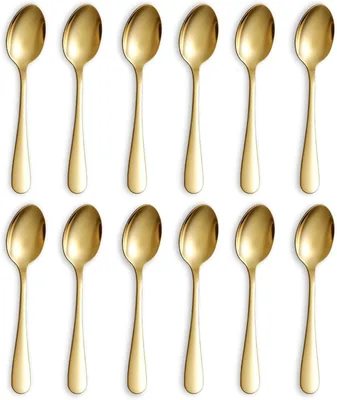 Guld kaffeeleks 12 stk 14 cm, Berglander Titangold Metal Snikare Set