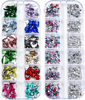 Androxeda 2 Boxes Swarovski Stones for Gluing, 12-Way DIY Nail Art Kit