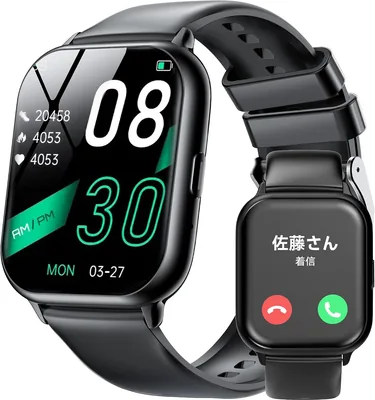 2026年改善モデル スマートウォッチ、iPhone＆Android対応、1.9インチ産業HD大画面、Bluetooth通話機能、S