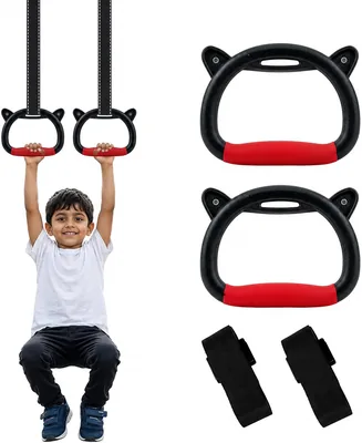 Slovic Gymnastics Rings for Kids [250 KG Weight Capacity] | Adjustable Nylon Straps | Kids Home Gym 