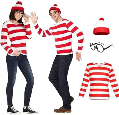 Trocdaxil Wally Costume Red & White Stripe Adult Book Week Best Deal