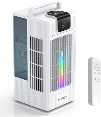4-in-1 Evaporative Kühlgerät mit Fernbedienung - 120° Schwenkfunktion, 4 Stufen 3 Nebelmodi, 1-8h Timer