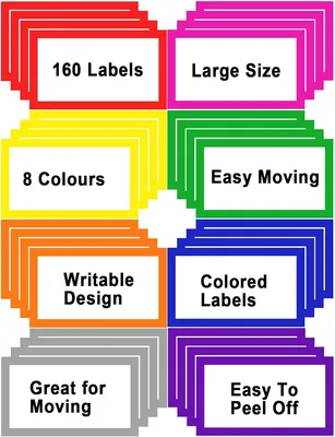 8 Color Large Moving Labels (160pcs) for Boxes - 6 x 4 inch Blank Stickers