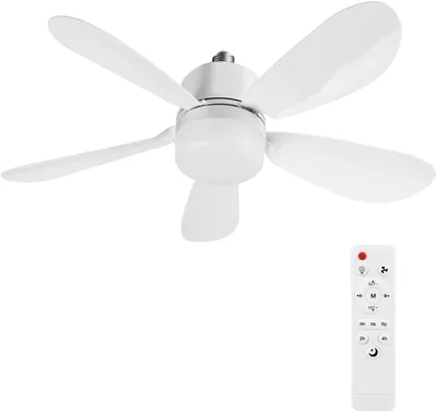 Siebkorb Plafond Ventilateur avec Éclairage, 52/42 cm Dimmable et Timérateur, 5 Palmes Silencieux 3 Vitesses, Idéal pour